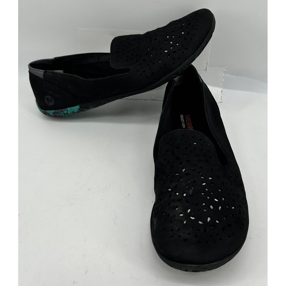 Merrell Mimix Daze‎ Slip On Lightweight Loafer Nubuck Leather Black Women's 6.5